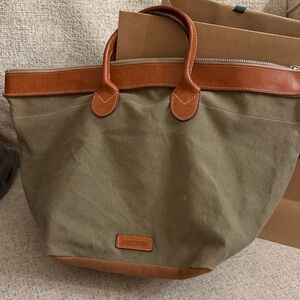 Dooney & Bourke Olive Green Tote Bag with Brown Accents
